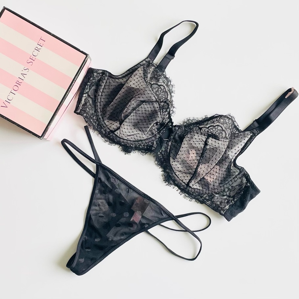 38DD XL Victoria’s Secret black bra set